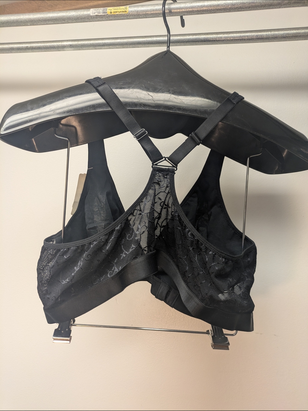 44B Black Lace Racer back Wireless Front Close V to Plunge Bralette Leading Lady - Picture 2 of 8
